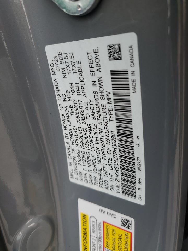 2024 Honda Cr-V Lx VIN: 2HKRS3H27RH302801 Lot: 67435585