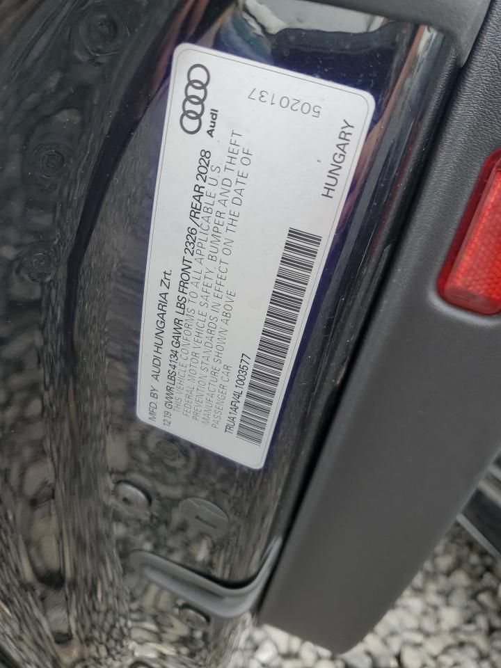 2020 Audi Tts VIN: TRUA1AFV4L1003577 Lot: 68513425