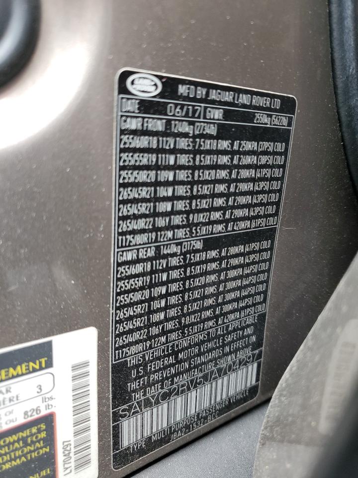 2018 Land Rover Range Rover Velar Se VIN: SALYC2RV5JA704297 Lot: 68725945