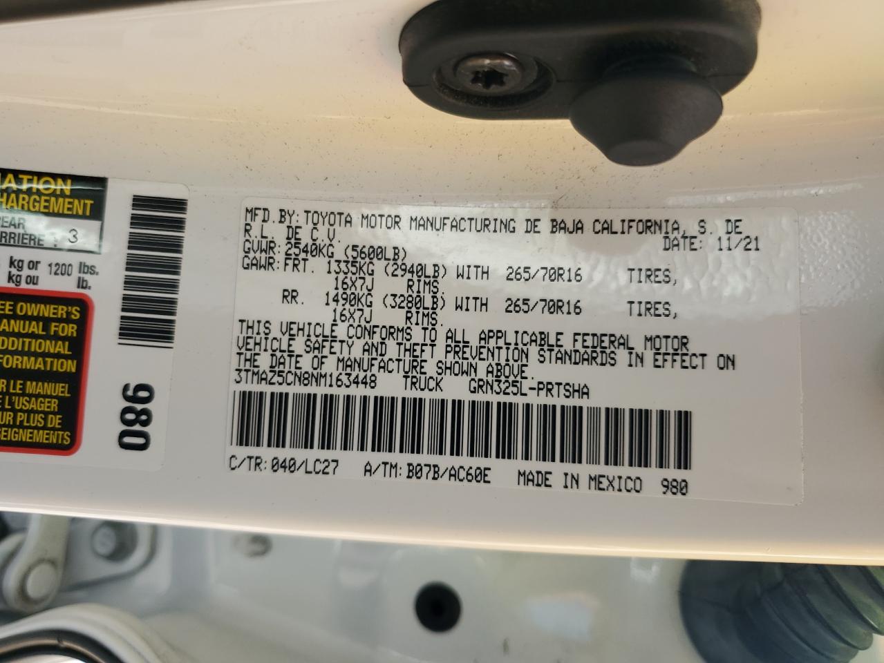 2022 Toyota Tacoma Double Cab VIN: 3TMAZ5CN8NM163448 Lot: 69681465