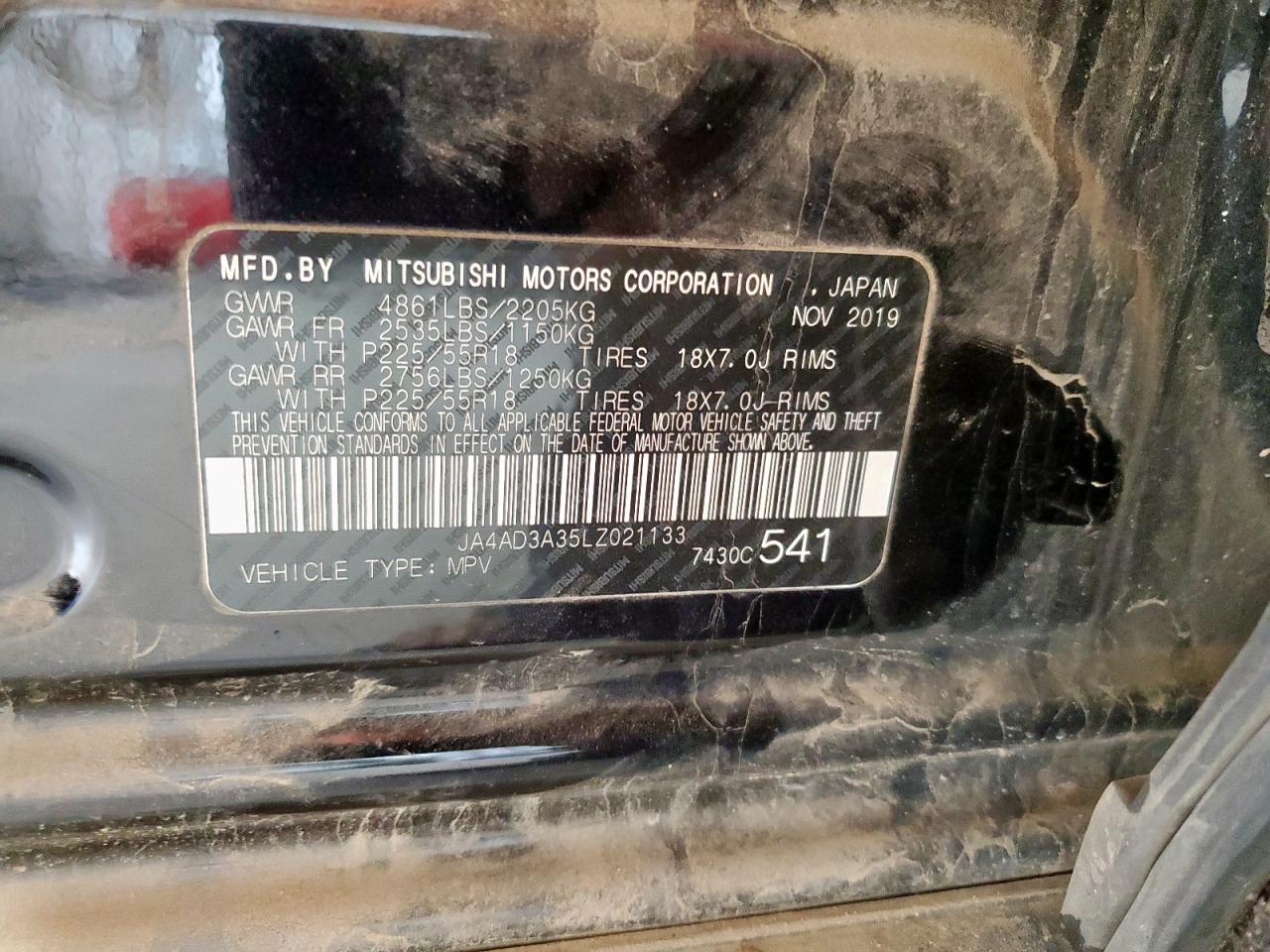 2020 Mitsubishi Outlander Se VIN: JA4AD3A35LZ021133 Lot: 67401635