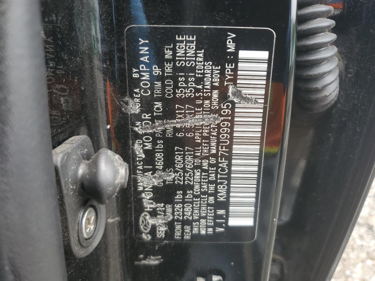 KM8JTCAF7FU999195 2015 Hyundai Tucson Gls