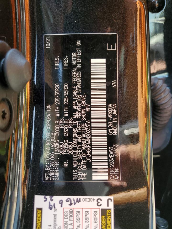 2022 Lexus Rx 450H L VIN: JTJHGKFA4N2023316 Lot: 68956455