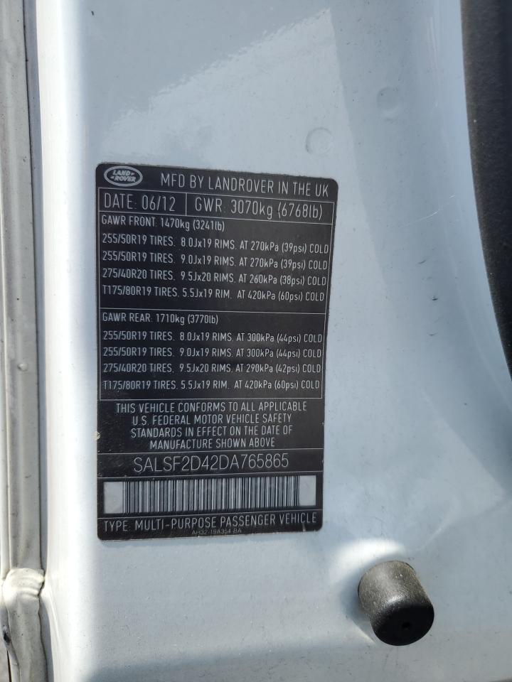 2013 Land Rover Range Rover Sport Hse VIN: SALSF2D42DA765865 Lot: 65511815