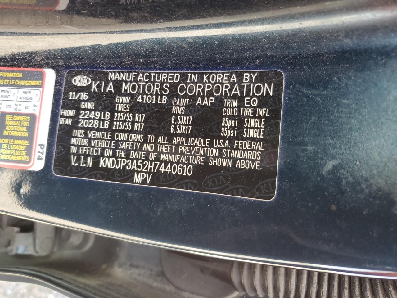 2017 Kia Soul + VIN: KNDJP3A52H7440610 Lot: 70777195