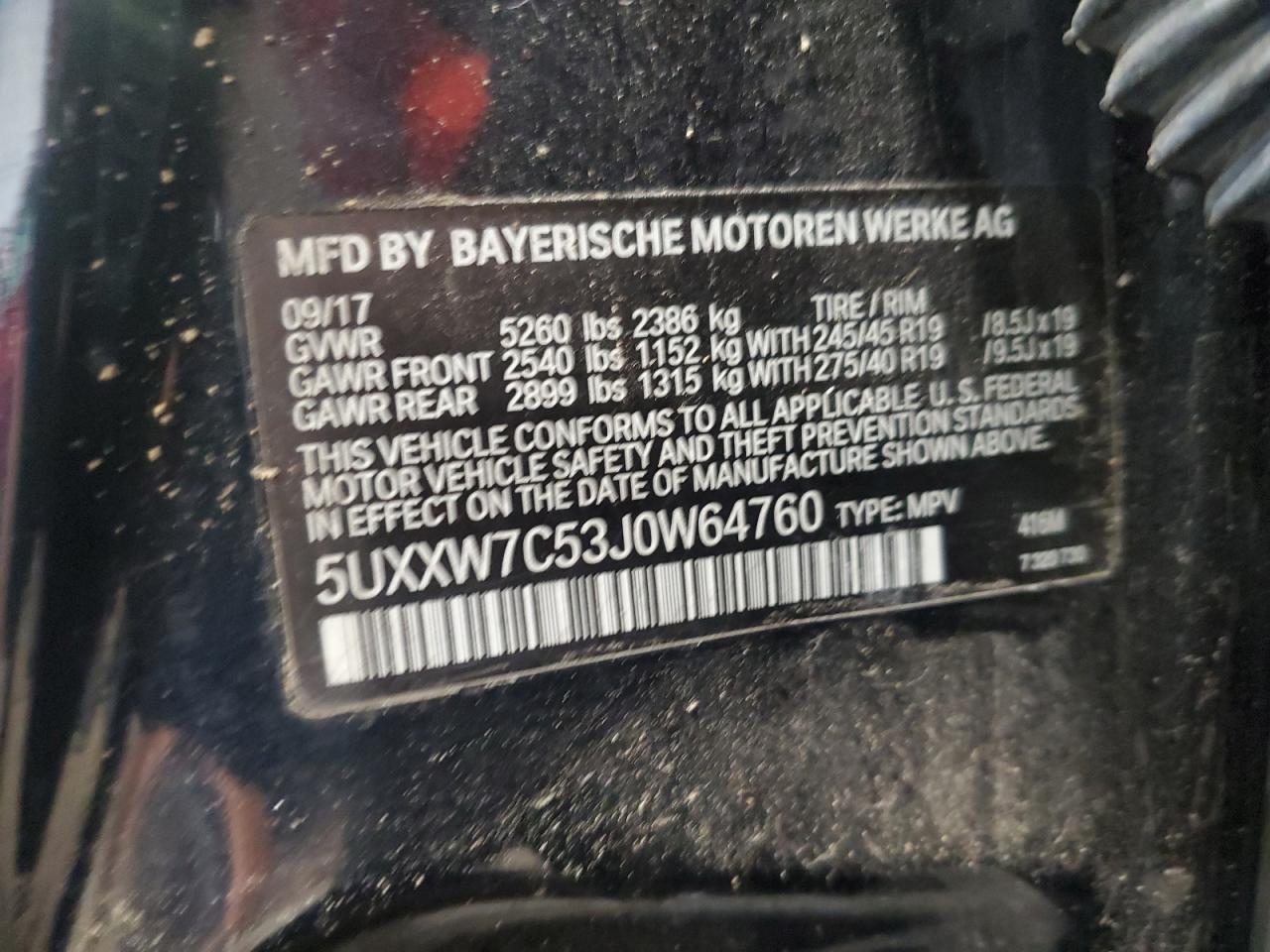 2018 BMW X4 xDrivem40I VIN: 5UXXW7C53J0W64760 Lot: 67980515