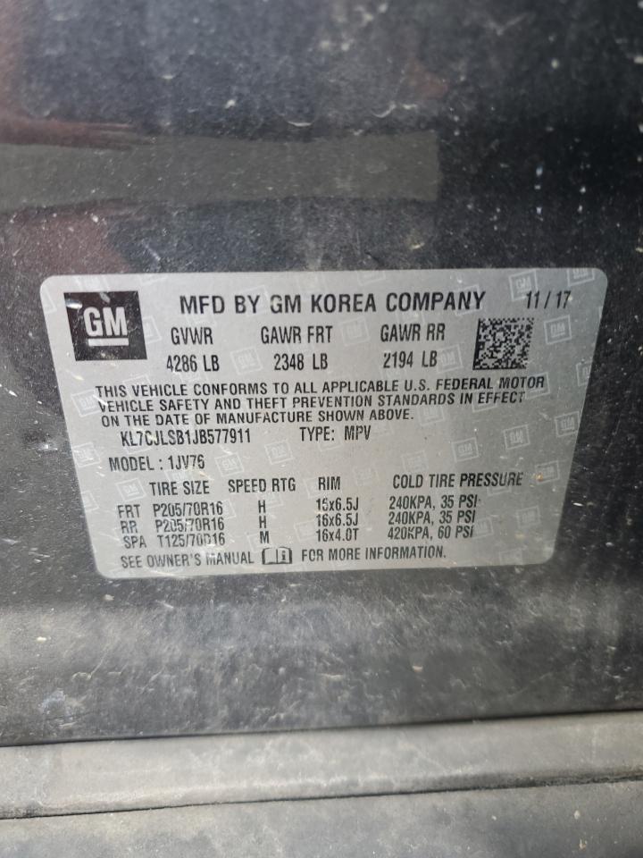 2018 Chevrolet Trax 1Lt VIN: KL7CJLSB1JB577911 Lot: 67910485