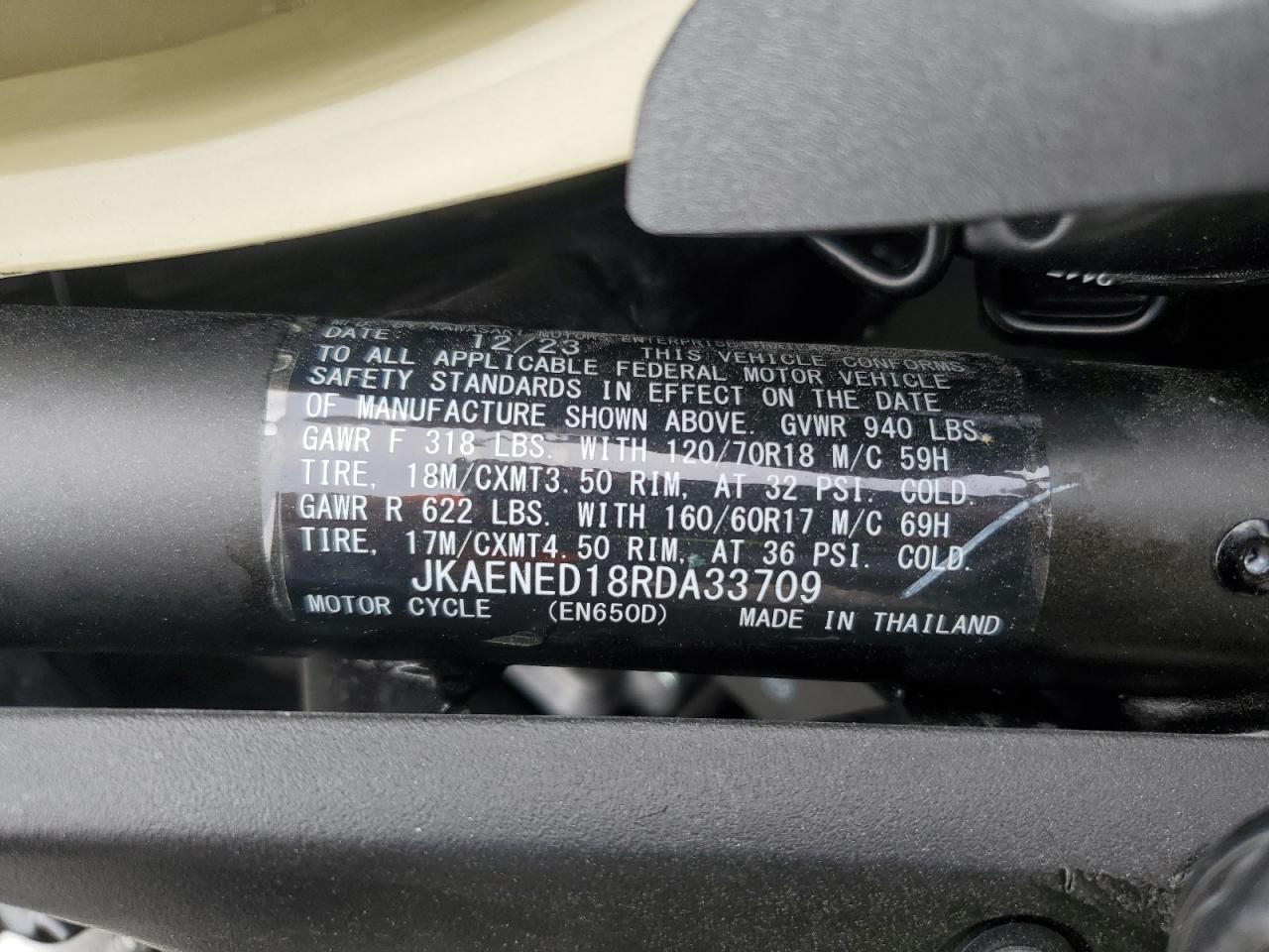 2024 Kawasaki En650 D VIN: JKAENED18RDA33709 Lot: 69944085
