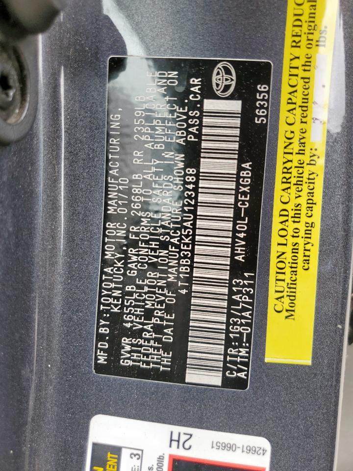 2010 Toyota Camry Hybrid VIN: 4T1BB3EK5AU123488 Lot: 71039915