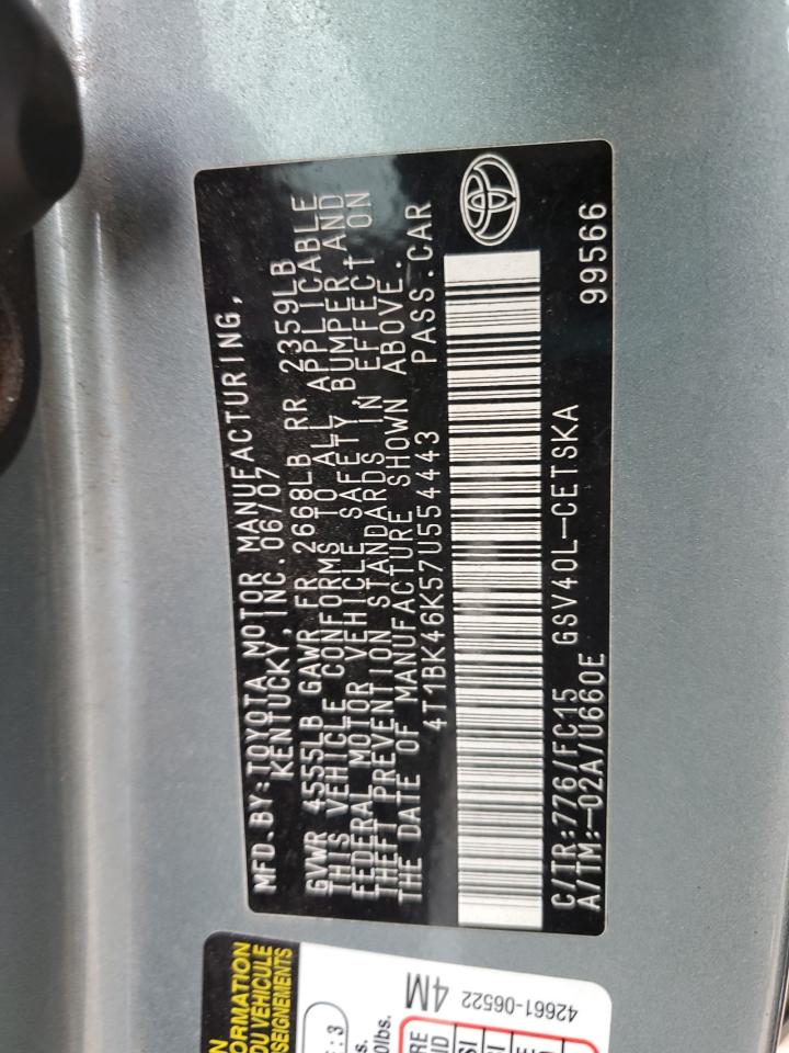 2007 Toyota Camry Le VIN: 4T1BK46K57U554443 Lot: 69839625