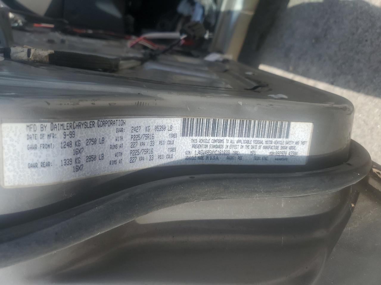 2000 Jeep Grand Cherokee Laredo VIN: 1J4GW48SXYC161633 Lot: 68098245