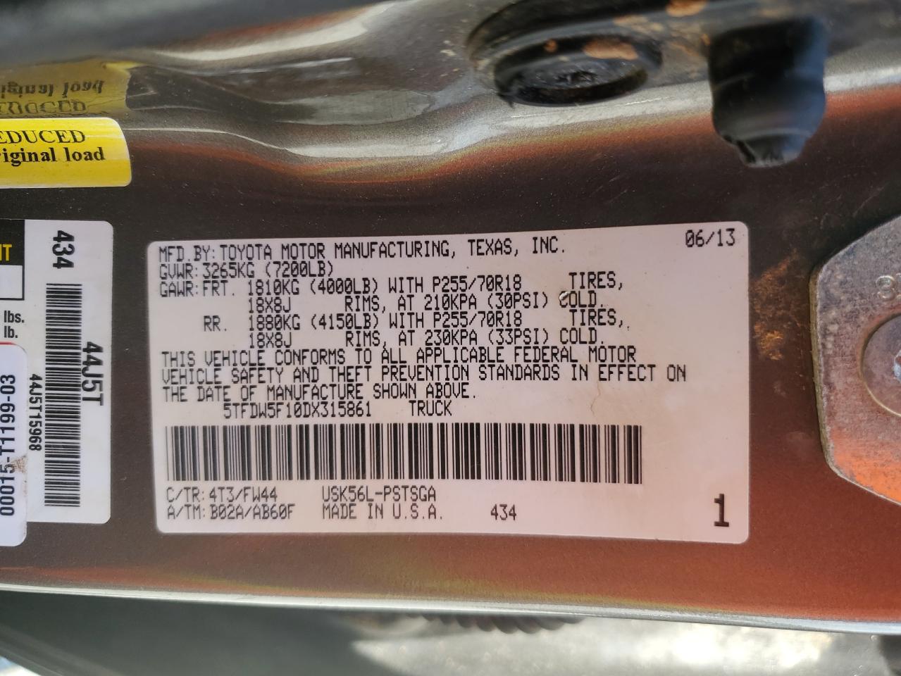 2013 Toyota Tundra Crewmax Sr5 VIN: 5TFDW5F10DX315861 Lot: 67208545