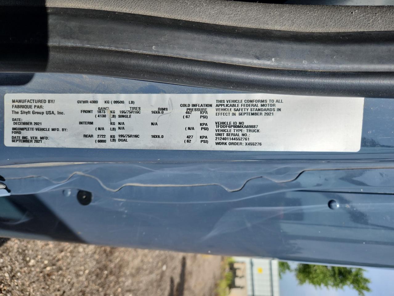 2021 Ford Transit T-350 Hd VIN: 1FDDF6P80MKA69887 Lot: 67992595