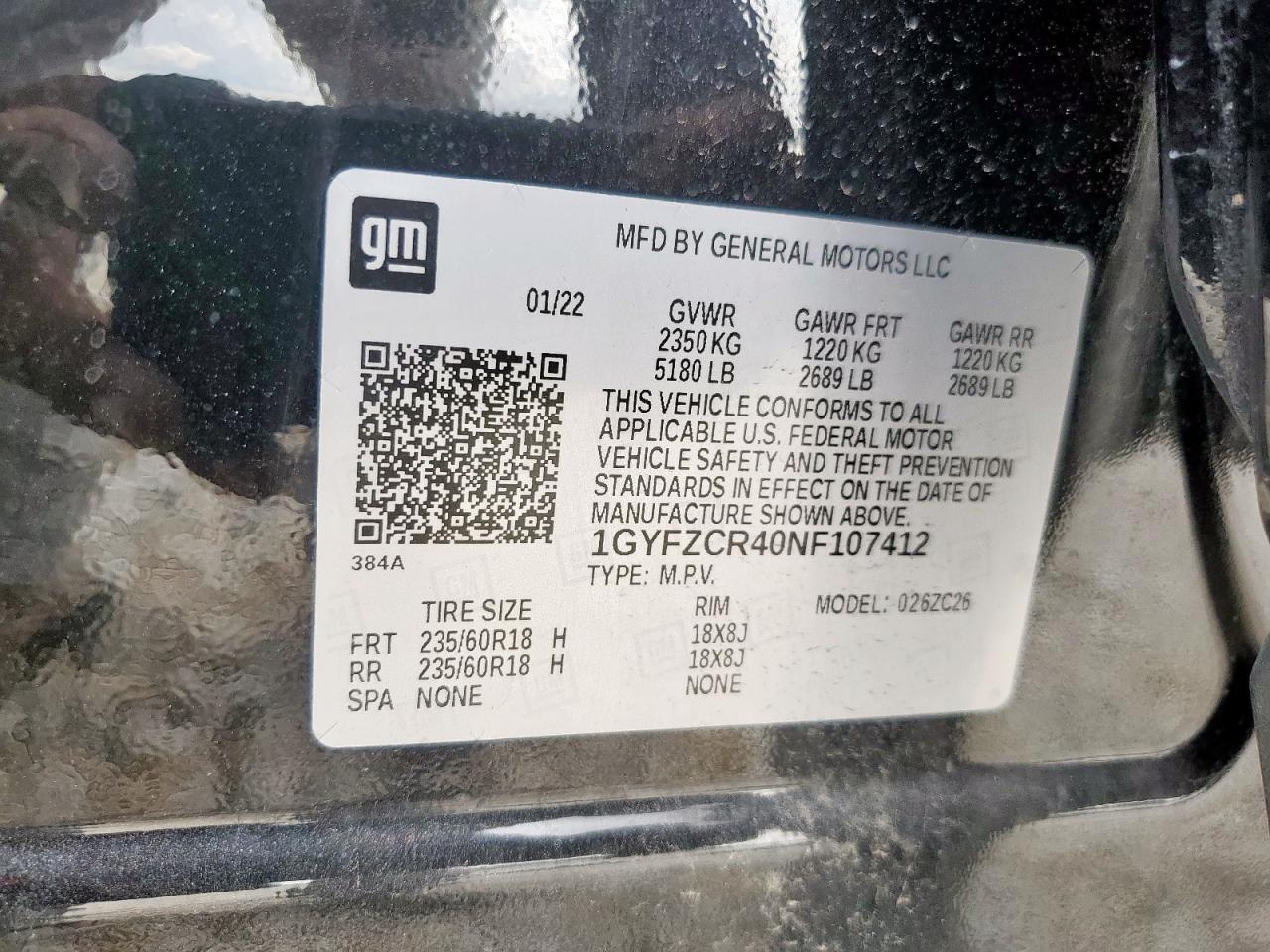 2022 Cadillac Xt4 Premium Luxury VIN: 1GYFZCR40NF107412 Lot: 70003865