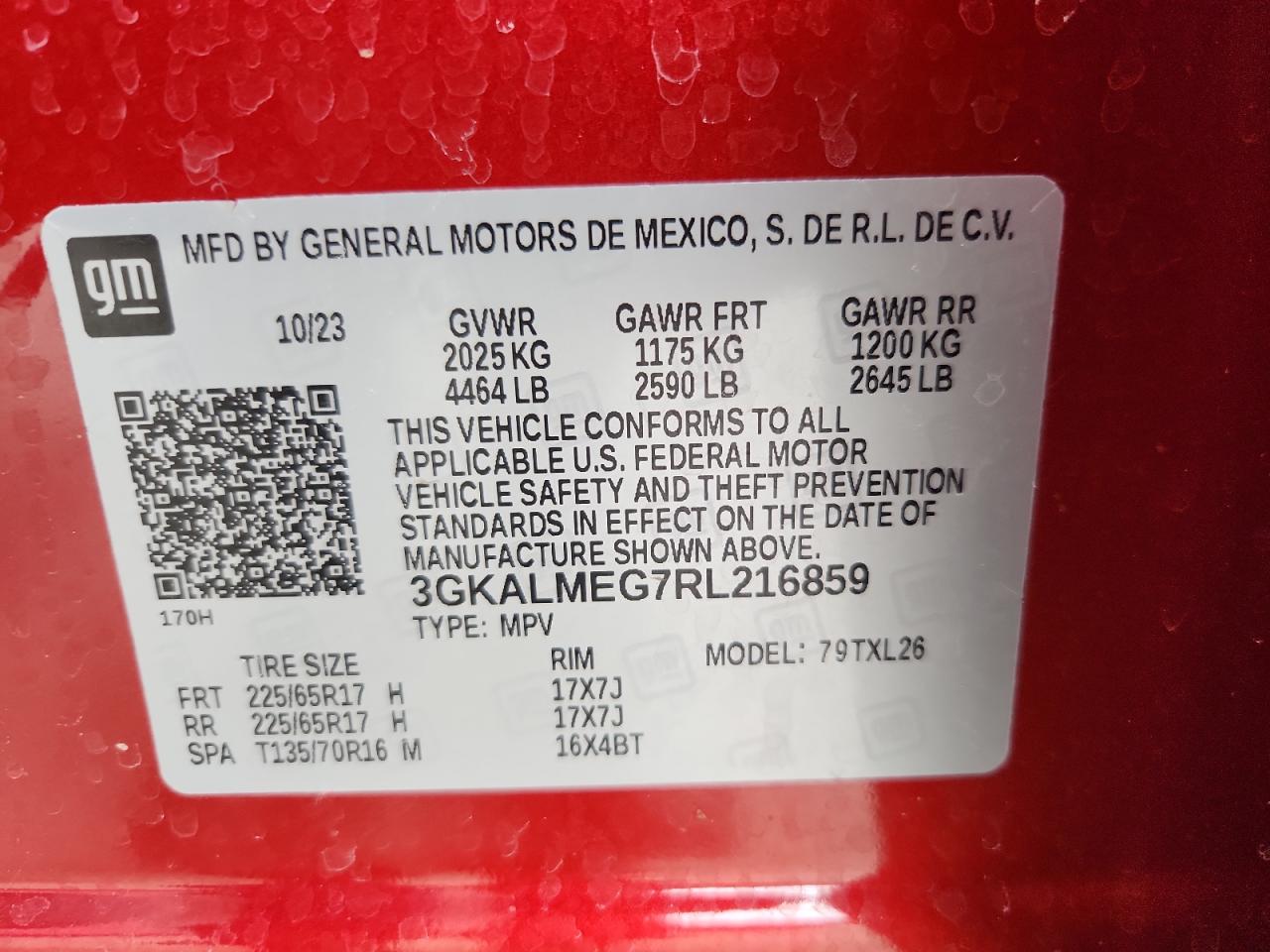 2024 GMC Terrain Sle VIN: 3GKALMEG7RL216859 Lot: 70639205