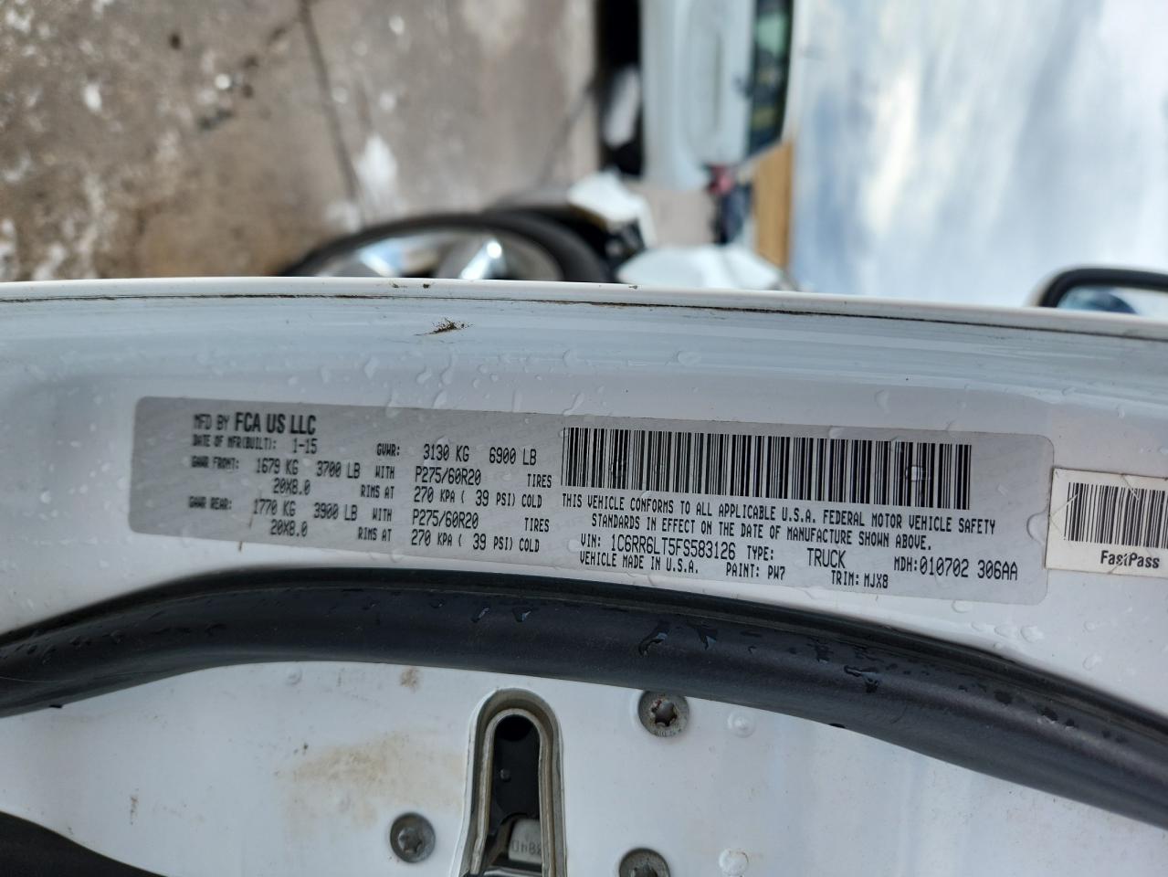 2015 Ram 1500 Slt VIN: 1C6RR6LT5FS583126 Lot: 70313875