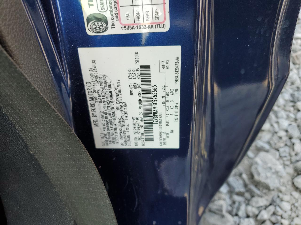 2012 Ford Mustang VIN: 1ZVBP8AM3C5265665 Lot: 69703165