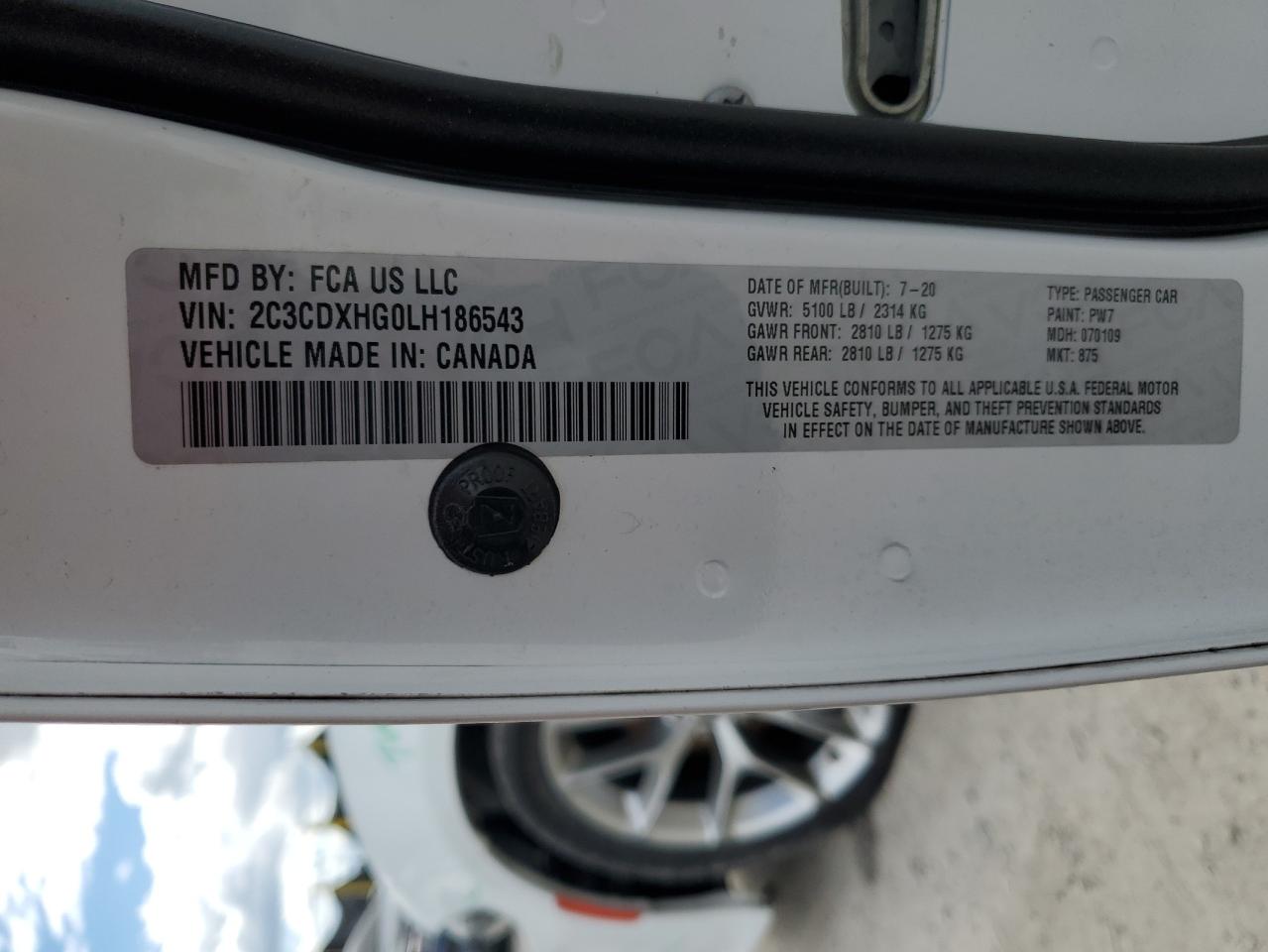 2020 Dodge Charger Gt VIN: 2C3CDXHG0LH186543 Lot: 69102875