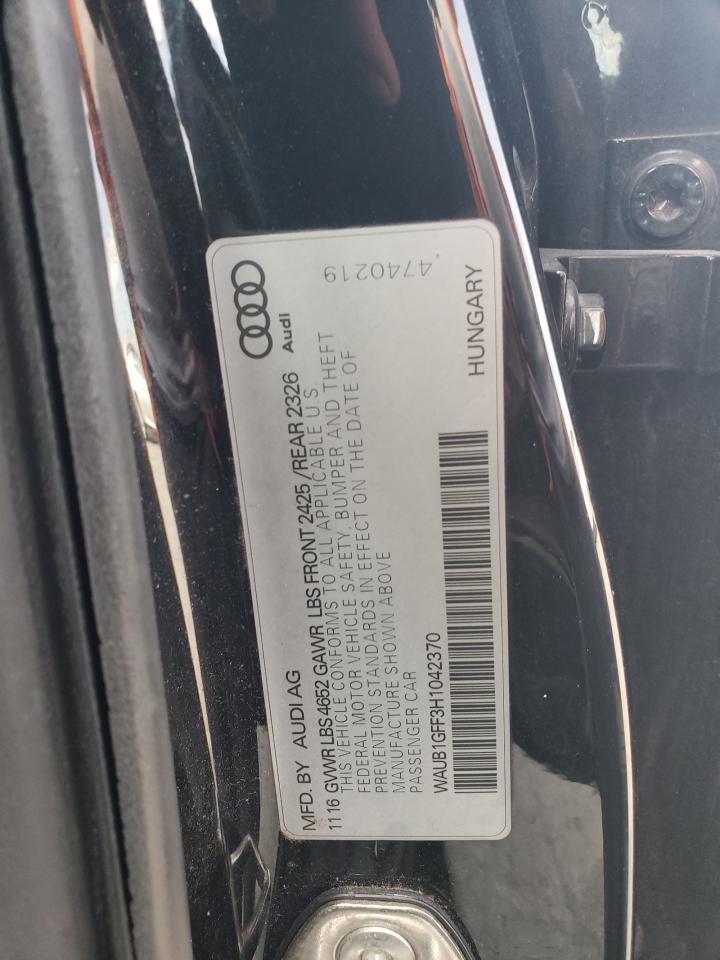 2017 Audi S3 Premium Plus VIN: WAUB1GFF3H1042370 Lot: 68728585