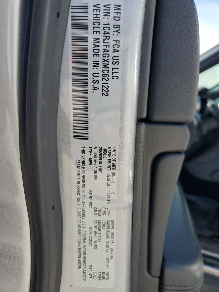 2021 Jeep Grand Cherokee Laredo VIN: 1C4RJFAGXMC621222 Lot: 70509785