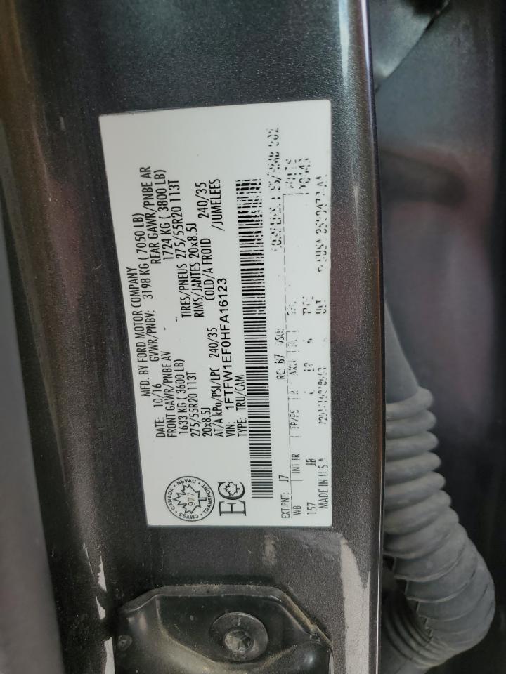 2017 Ford F150 Supercrew VIN: 1FTFW1EF0HFA16123 Lot: 68343655