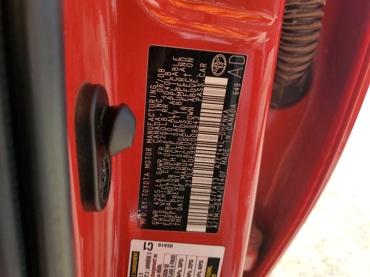 2009 Toyota Corolla Matrix S VIN: 2T1LE40E99C008943 Lot: 70272755