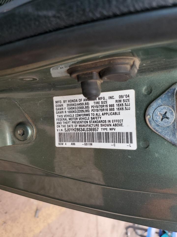 2004 Honda Element Ex VIN: 5J6YH28634L036957 Lot: 69557545