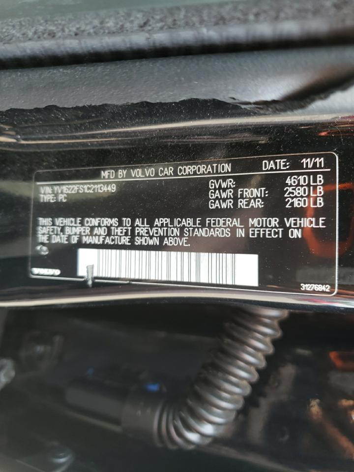 2012 Volvo S60 T5 VIN: YV1622FS1C2113449 Lot: 67346225