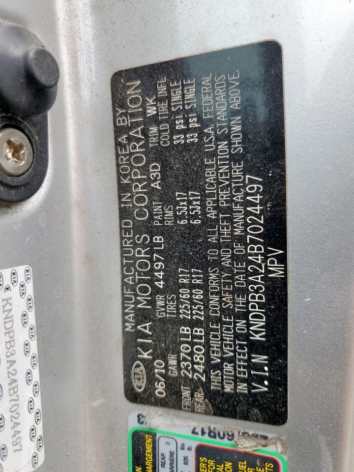 2011 Kia Sportage Lx VIN: KNDPB3A24B7024497 Lot: 69273435