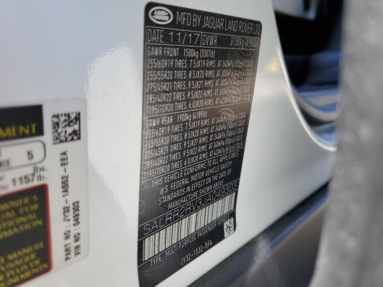 2018 Land Rover Discovery Hse VIN: SALRR2RV3JA049303 Lot: 67850765