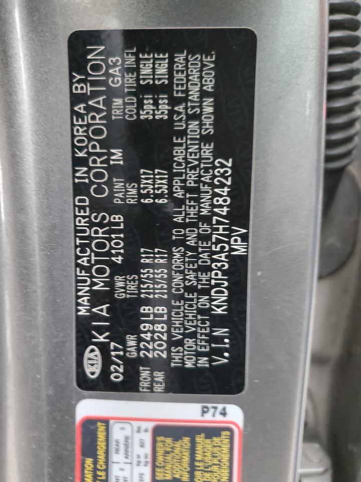 2017 Kia Soul + VIN: KNDJP3A57H7484232 Lot: 70683315