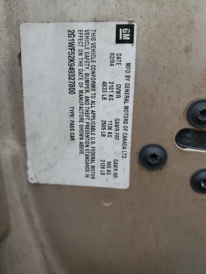 2004 Chevrolet Impala VIN: 2G1WF52K949327800 Lot: 67919505