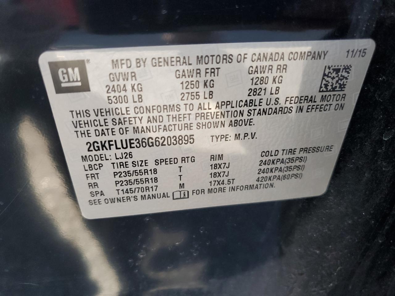 2016 GMC Terrain Slt VIN: 2GKFLUE36G6203895 Lot: 69076505