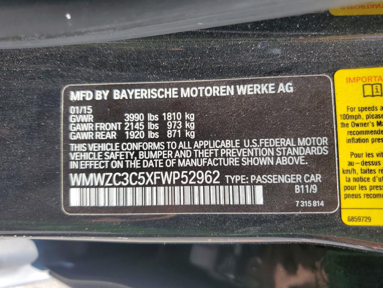 2015 Mini Cooper S Countryman VIN: WMWZC3C5XFWP52962 Lot: 68687385