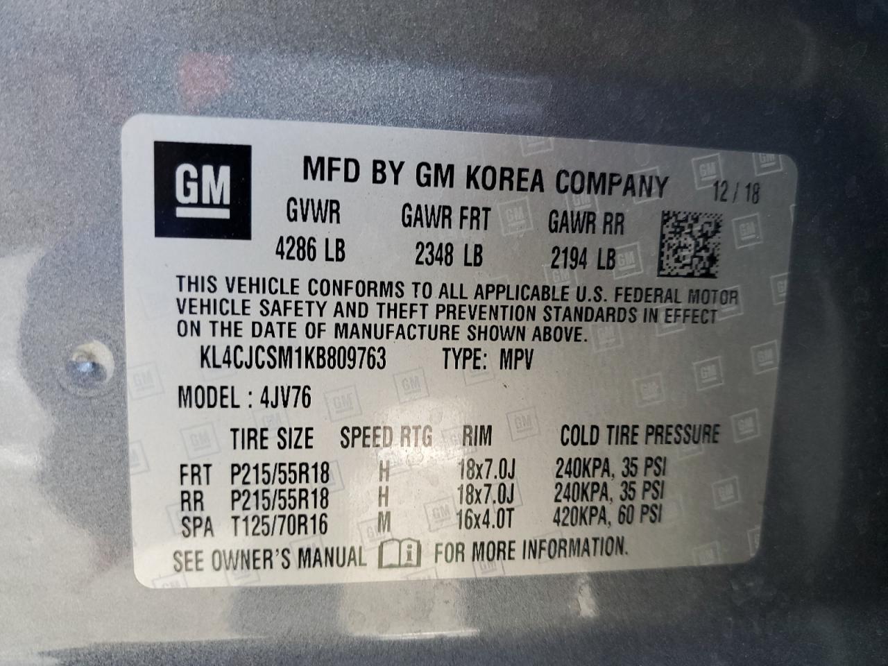 2019 Buick Encore Essence VIN: KL4CJCSM1KB809763 Lot: 69797055