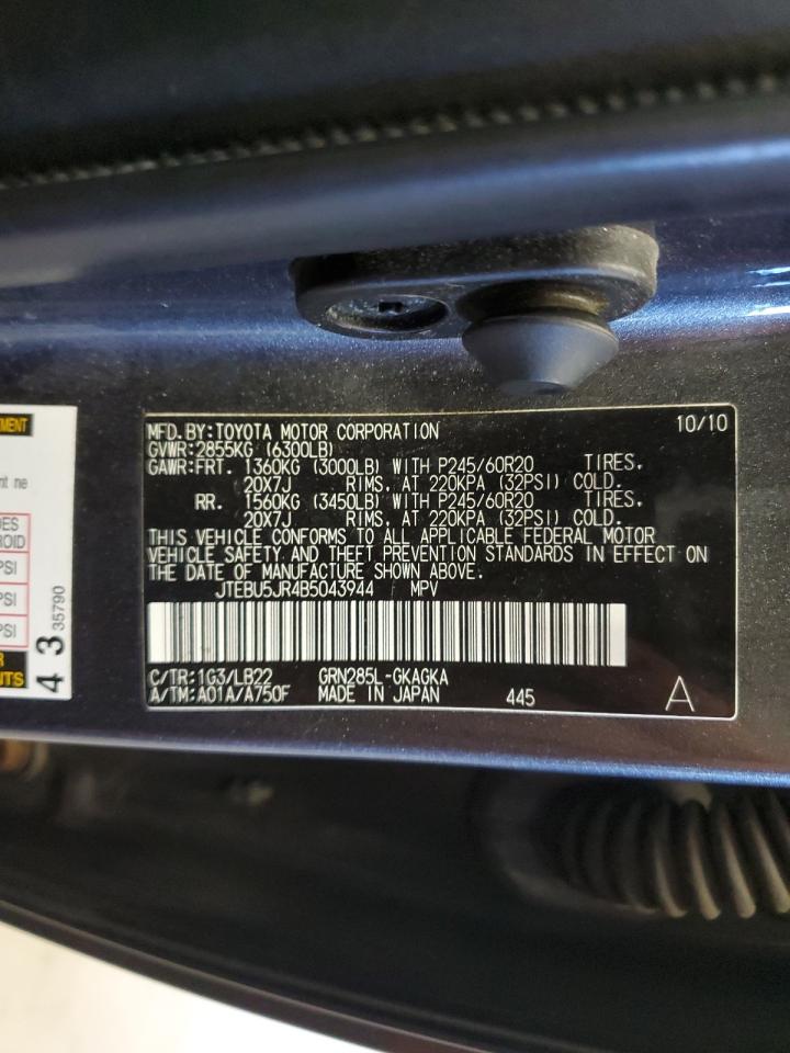 2011 Toyota 4Runner Sr5 VIN: JTEBU5JR4B5043944 Lot: 68995735