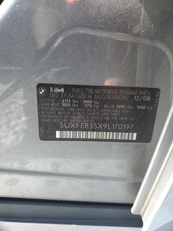 2009 BMW X5 xDrive48I VIN: 5UXFE835X9L170197 Lot: 69252765