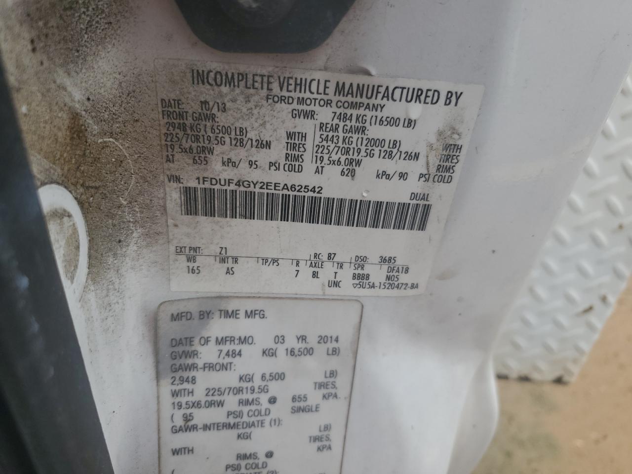 2014 Ford F450 Super Duty VIN: 1FDUF4GY2EEA62542 Lot: 66339505