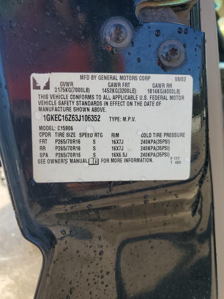 2003 GMC Yukon Xl C1500 VIN: 1GKEC16Z63J106352 Lot: 69262425