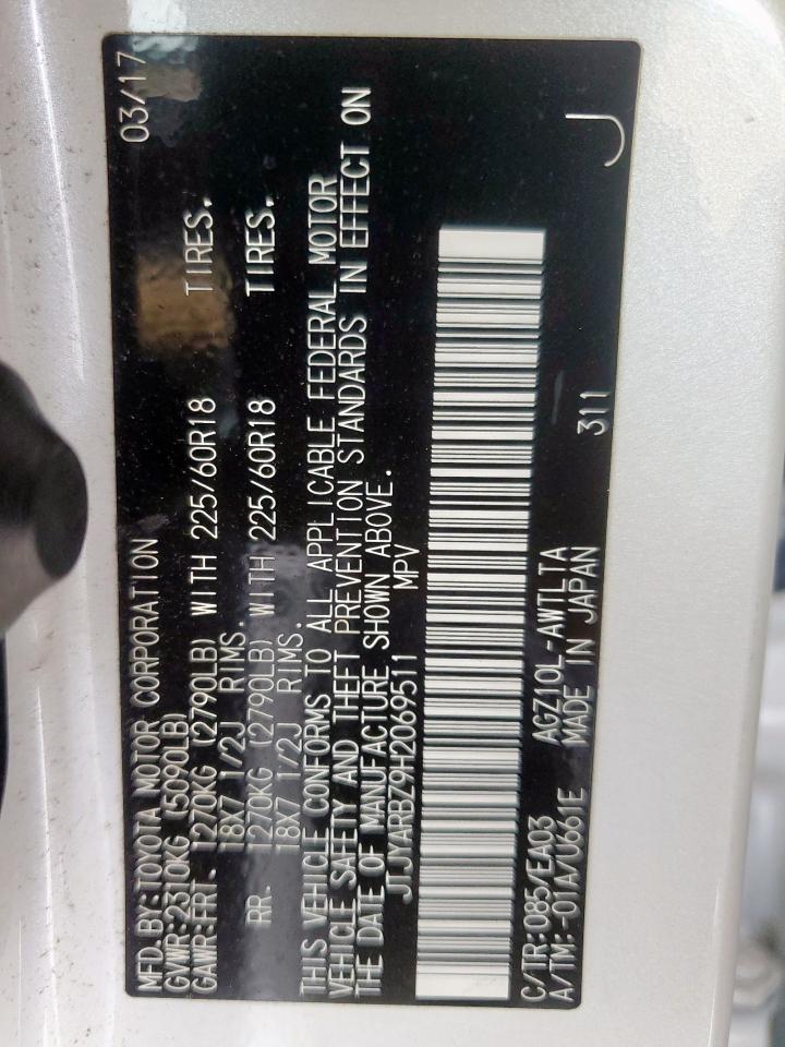 2017 Lexus Nx 200T Base VIN: JTJYARBZ9H2069511 Lot: 70015325