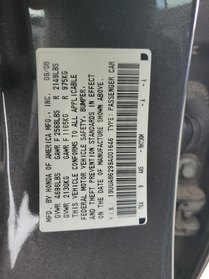 2009 Acura Tl VIN: 19UUA86299A001646 Lot: 68173245