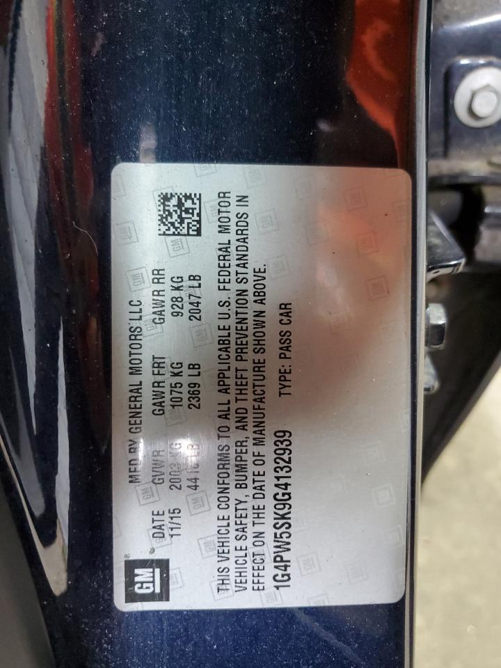 2016 Buick Verano Sport Touring VIN: 1G4PW5SK9G4132939 Lot: 69286365