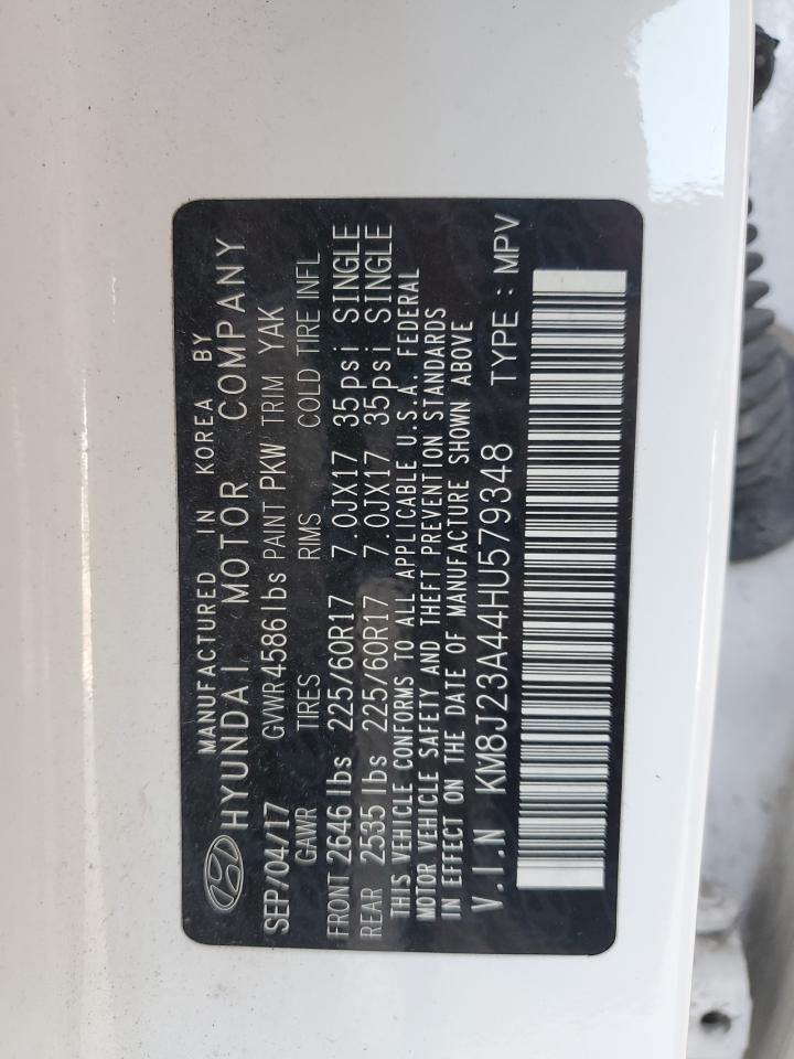2017 Hyundai Tucson Se VIN: KM8J23A44HU579348 Lot: 69287725