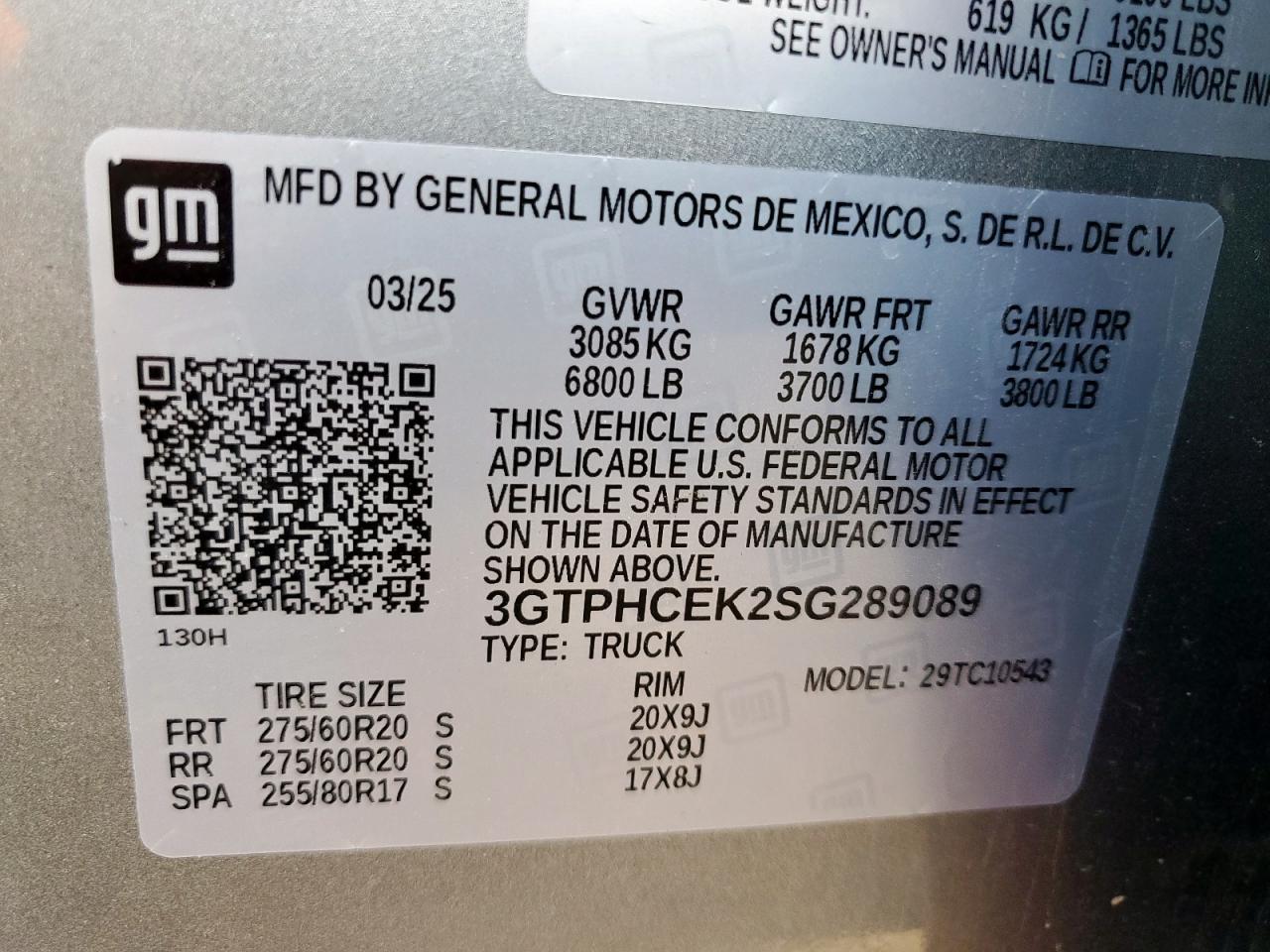 2025 GMC Sierra C1500 Elevation VIN: 3GTPHCEK2SG289089 Lot: 69990705