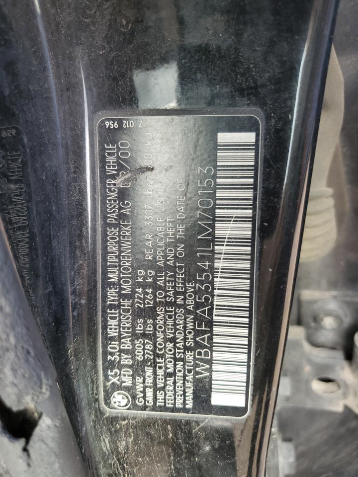 2001 BMW X5 3.0I VIN: WBAFA53541LM70153 Lot: 70289235