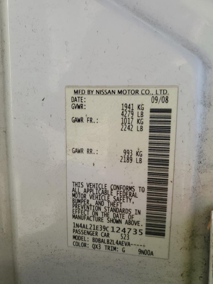 2009 Nissan Altima 2.5 VIN: 1N4AL21E39C124735 Lot: 68182365