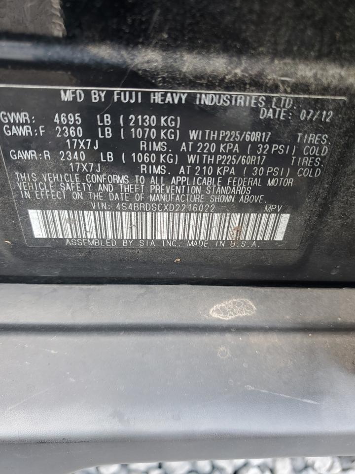 2013 Subaru Outback 3.6R Limited VIN: 4S4BRDSCXD2216022 Lot: 69308665