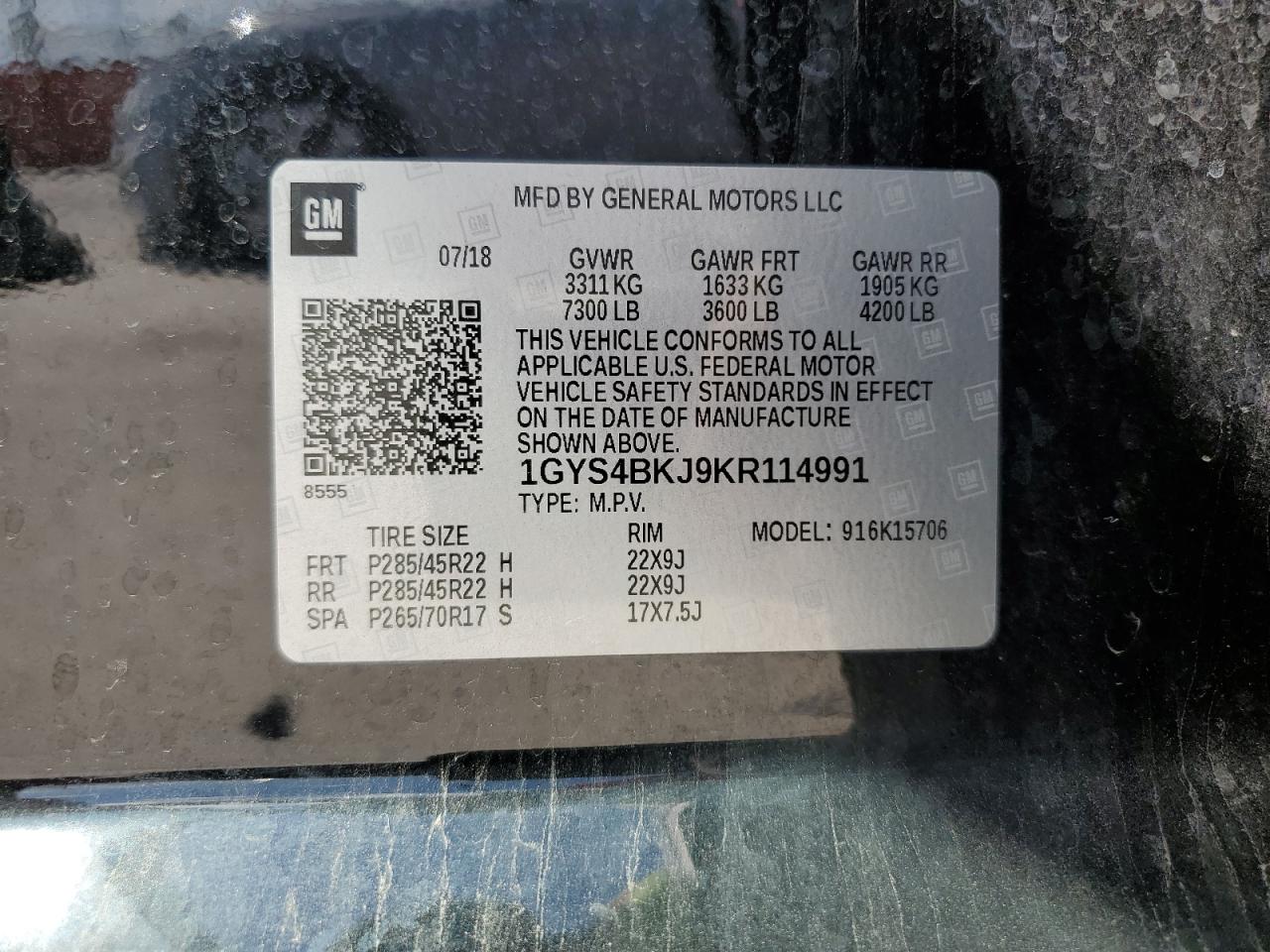 2019 Cadillac Escalade Luxury VIN: 1GYS4BKJ9KR114991 Lot: 69838075