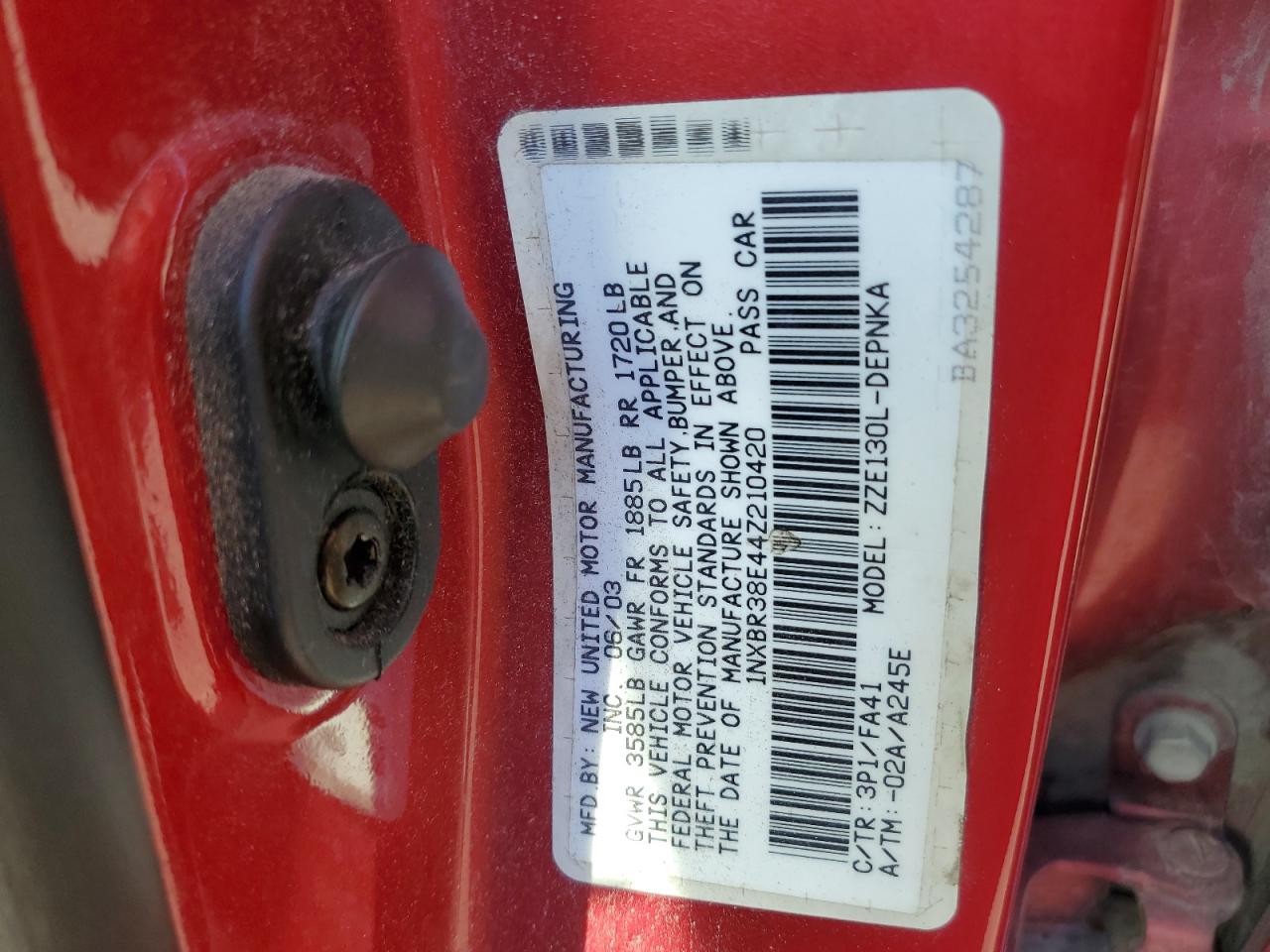 2004 Toyota Corolla Ce VIN: 1NXBR38E44Z210420 Lot: 68708935