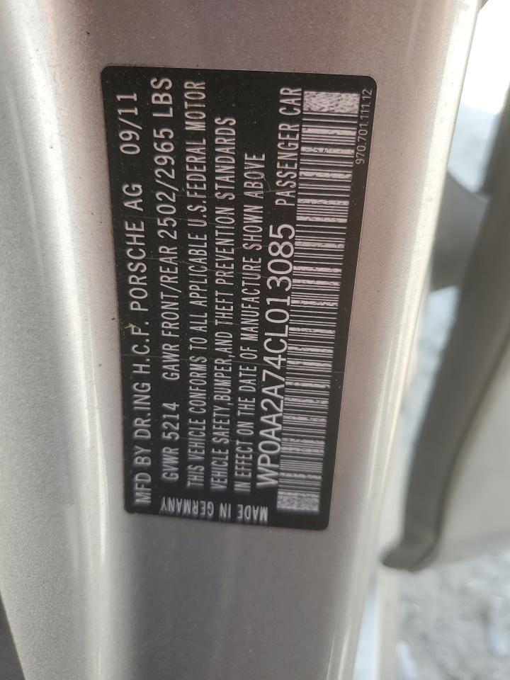 2012 Porsche Panamera 2 VIN: WP0AA2A74CL013085 Lot: 66876105